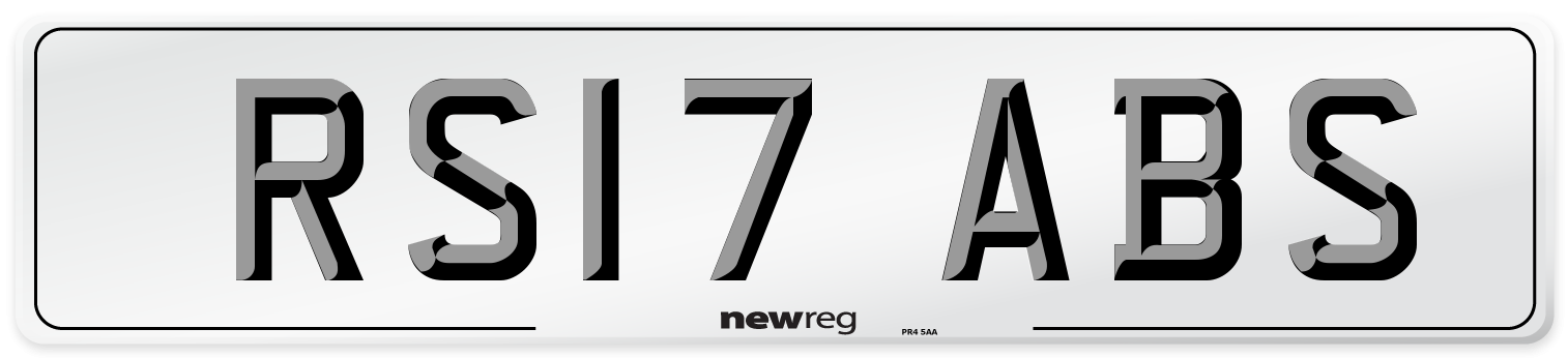 RS17 ABS Number Plate from New Reg